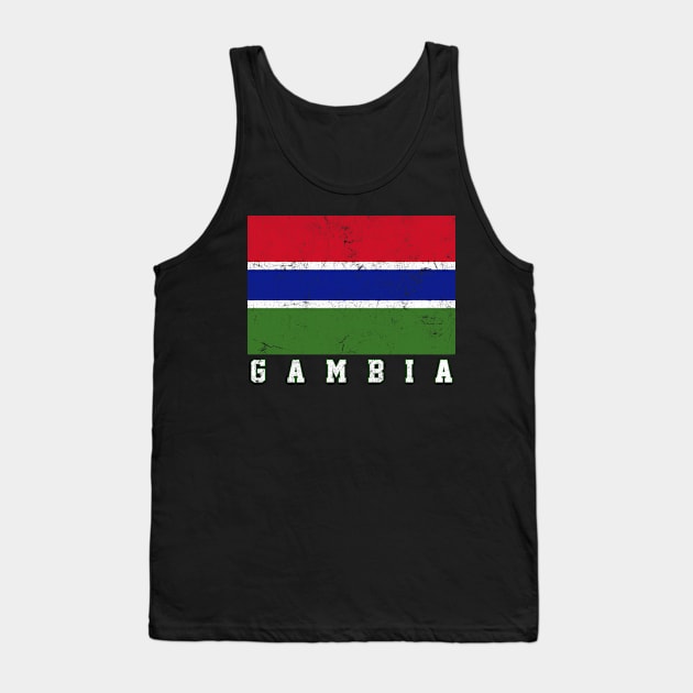 Gambia / Faded Vintage Style Flag Design Tank Top by DankFutura